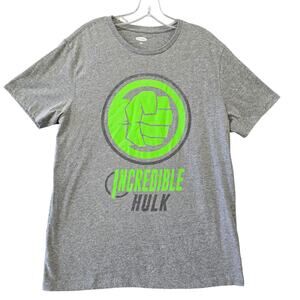 Old Navy Gray Shirt Green Incredible Hulk Graphic Short Sleeves Tee Men's Size L